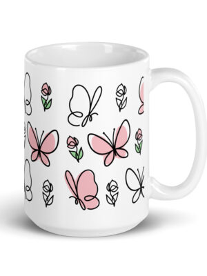 Ceramic Mug | White Glossy Butterfly